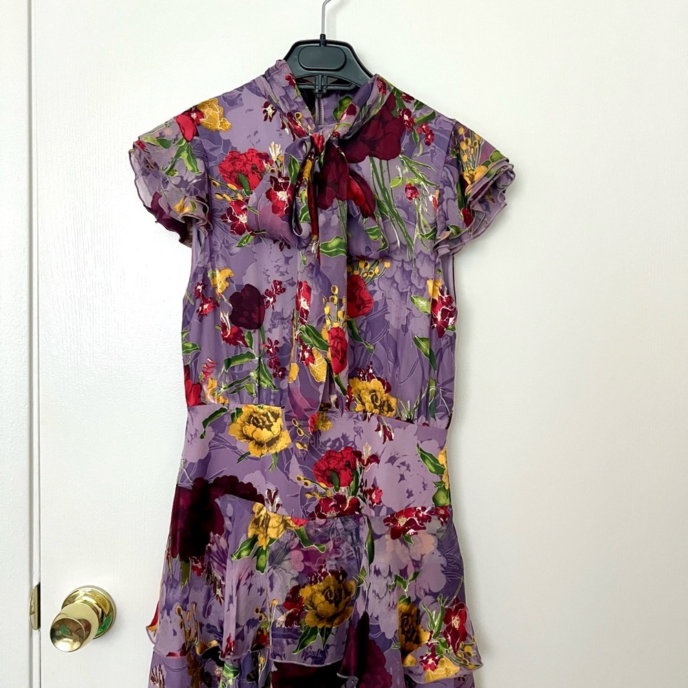 Alice + Olivia Water Lotus Lavender Floral Mini Dress (Size 0) NWT - Picture 7 of 9
